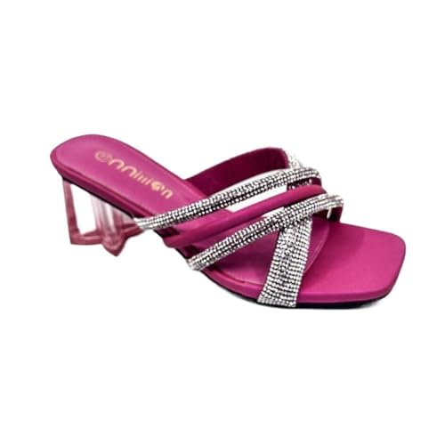 Duschschuhe, Damen-Sandalen mit 7 cm hohem Blockabsatz und Zehenbohrer-Design(Rosered,38 EU) von Dazengzeng