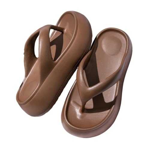 Duschschuhe, Flip-Flops for Damen mit dicker Sohle – EVA-Strandpantoffeln, Sommer-Sandalen(Brown,39 EU) von Dazengzeng