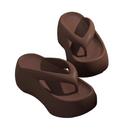 Duschschuhe, Flip-Flops mit 7 cm dicker Sohle for Damen, bequeme Sommersandalen for Strand und Outdoor(Brown,38 EU) von Dazengzeng