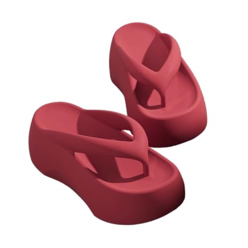 Duschschuhe, Flip-Flops mit 7 cm dicker Sohle for Damen, bequeme Sommersandalen for Strand und Outdoor(Red,40 EU) von Dazengzeng