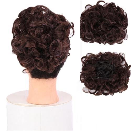 Haarknoten, Synthetischer Kamm-Clip – Locken-Dutt-Verlängerung for Frauen – Ideales Chignon-Hochsteckfrisur-Haarteil(Dark brown) von Dazengzeng