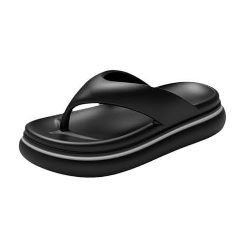 Hausschuhe Sommer-Strand-Flip-Flops mit dicker Sohle – bequeme EVA-Hausschuhe for Damen und Herren(Black,36 EU) von Dazengzeng