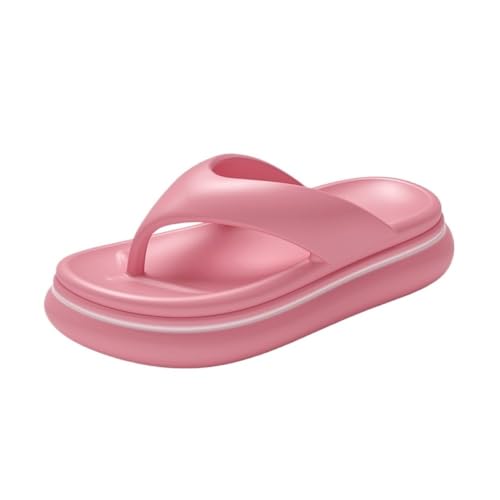Hausschuhe Sommer-Strand-Flip-Flops mit dicker Sohle – bequeme EVA-Hausschuhe for Damen und Herren(Pink,40 EU) von Dazengzeng