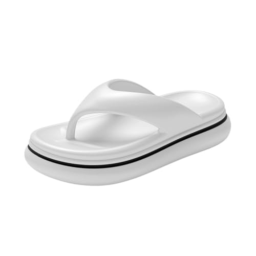 Hausschuhe Sommer-Strand-Flip-Flops mit dicker Sohle – bequeme EVA-Hausschuhe for Damen und Herren(White,40 EU) von Dazengzeng