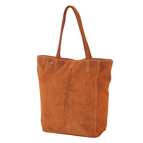 Dazoriginal Damen Ledertasche Shopper 100% Wildleder Schultertasche Beuteltasche (Terracotta) von Dazoriginal