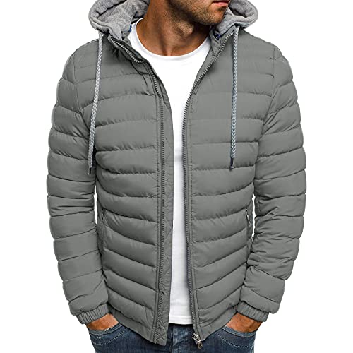 Herren Winterjacke Steppjacke Daunenjacke Übergangsjacke Bomberjacke Wintermantel Leicht Windbreaker Gefüttert Outdoor Warme Sportlich Puffer Arbeit Jacke Grössentabelle für Männer Jungen (Grau, L) von Dazzerake