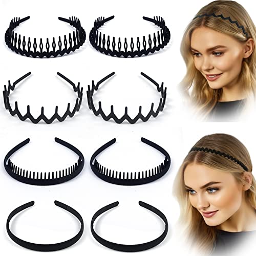 Dazzhues 8 Stück Haarreifen für Männer Frauen Kunststoff Elastisches Haarband Unisex Zickzack Haarreif Matt Schwarz Rutschfest Stirnband mit Zähnen Haarband Zubehör für Outdoor Sports Yoga Dazzhues 8 Stück Haarreifen für Männer Frauen Kunststoff Elastisches Haarband Unisex Zickzack Haarreif Matt Schwarz Rutschfest Stirnband mit Zähnen Haarband Zubehör für Outdoor Sports Yoga von Dazzhues