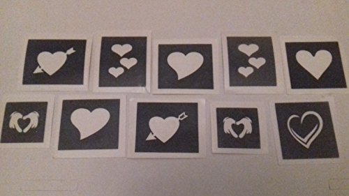 30 x Herz Mini Thema Schablonen für Glitzer Tattoos Airbrush Tattoos Henna viele andere Anwendungen Herzen Mädchen lieben Valentinstag von Dazzle Glitter Tattoos