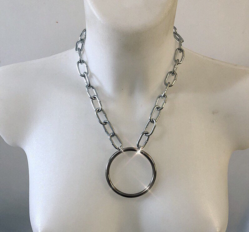 Edelstahl Herren Womens Chunky Industrial O Ring Kette Silber Links Statement Halsband Halskette von DazzleDesignsLDN