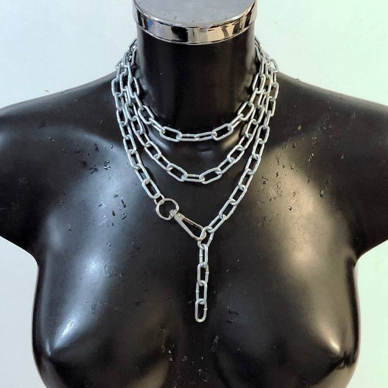 Edelstahl Mens Womens Chunky Industrielle Kette Silber Links Statement Halsband Halskette von DazzleDesignsLDN