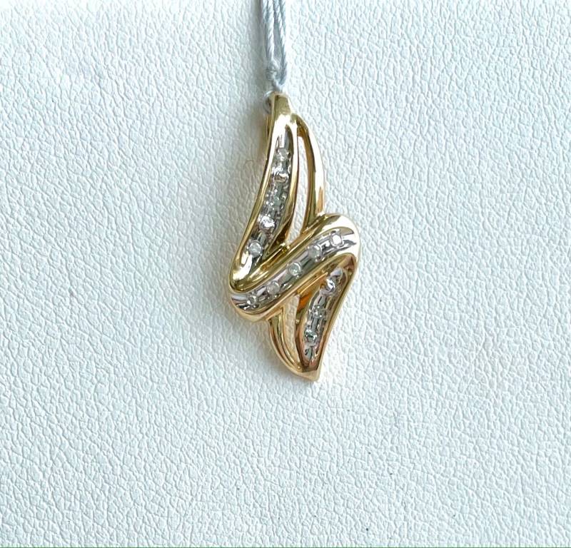 Diamant Anhänger | 10K Zwei-Ton Twisting Lightning Bolt Slide von DazzleJewelryGoods