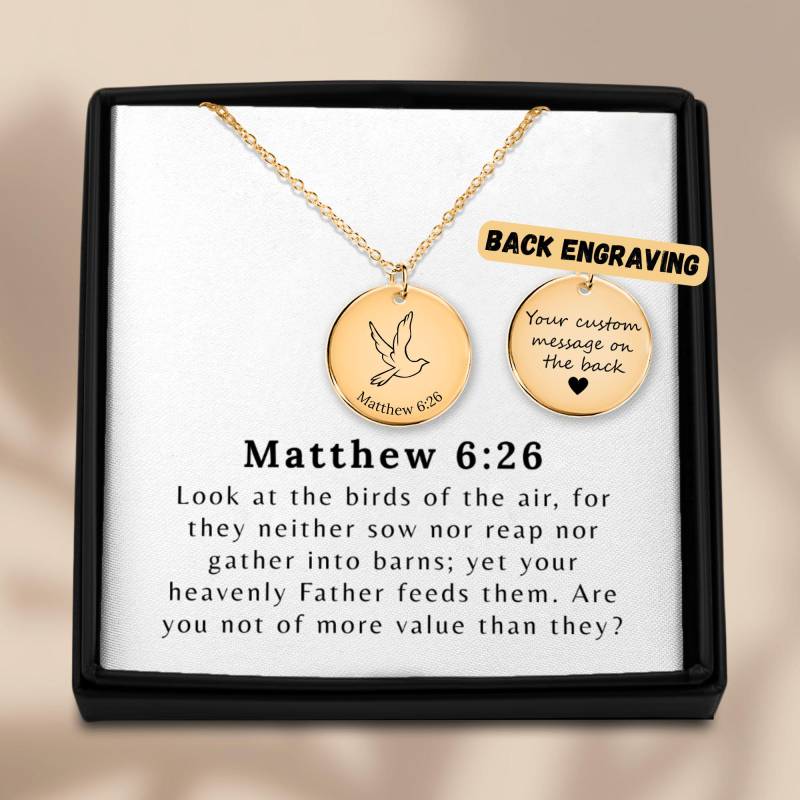 Matthäus 626 Halskette, Bibel-Vers-Halskette, Christliches Geschenk, Glaube Schmuck, Religiöses Geschenk Für Sie, Ermutigungs-Halskette von DazzlingDrops