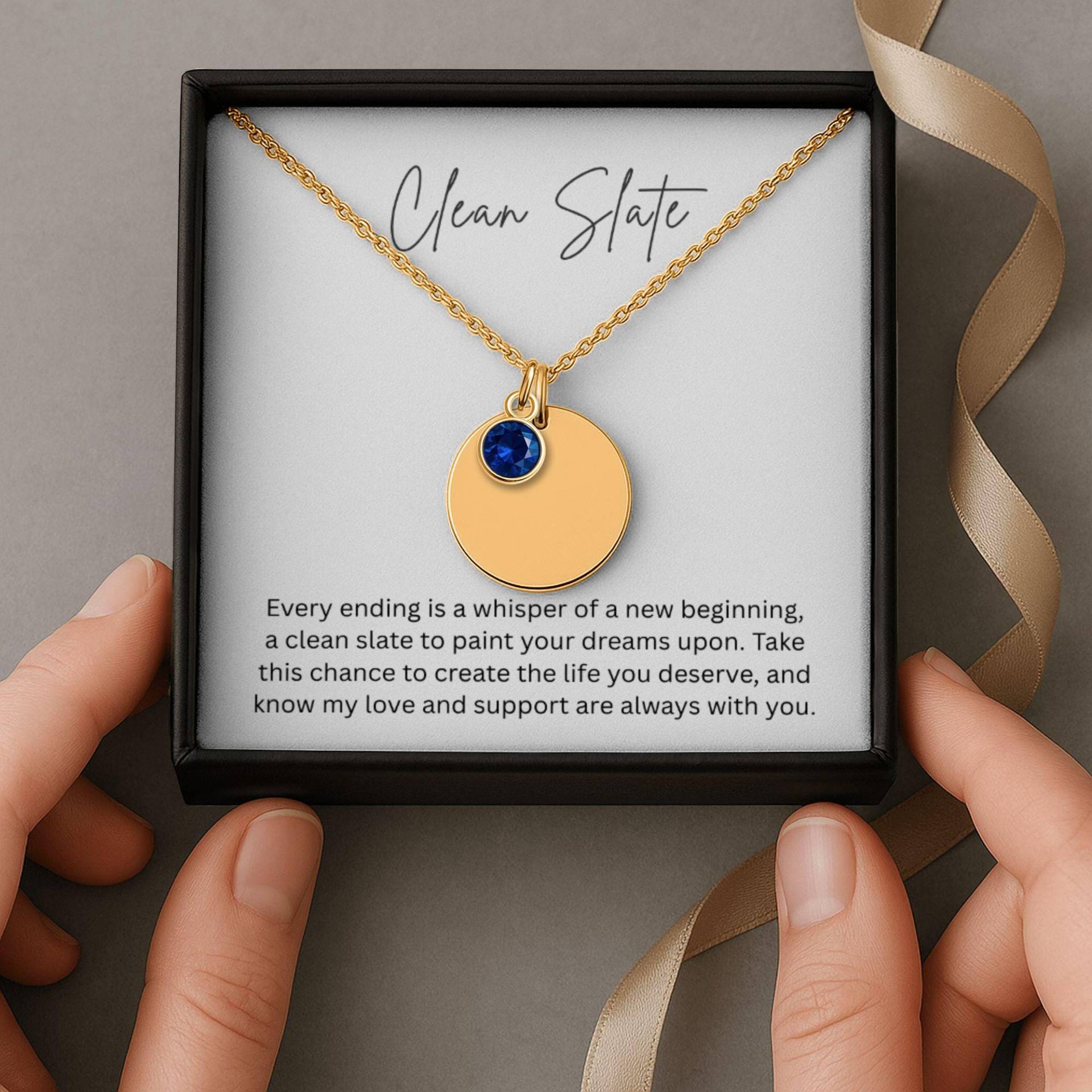 Personalisierte Saubere Schiefer Halskette Birthstone Charme, Neue Anfänge Geschenk von DazzlingDrops