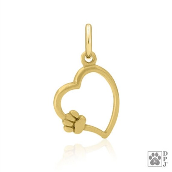 Pfote Und Herz Halskette Aus 14K Gold, Auf Meinem Herzen Charm Pfote Und Herz Halskette Aus 14K Gold, Auf Meinem Herzen Charm von DazzlingPawsJewelry
