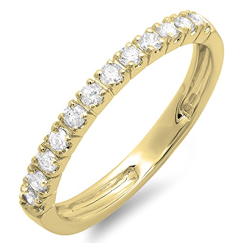 (Gelbgold, 9) - 0,40 Karat (ctw) 14 Karat Gold, runder Diamant, Jahrestag, Ehering, stapelbarer Ring, Weißer Diamant von DazzlingRock Collection