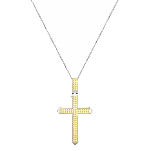 DazzlingRock Collection 0,25 Karat (ctw) runder Diamant klassischer Glaube Charm Kreuz Unisex Anhänger mit 45,7 cm Kette in 925 Sterling Silber, 18 inch Silver Chain, Sterling Silber Natürlicher von DazzlingRock Collection