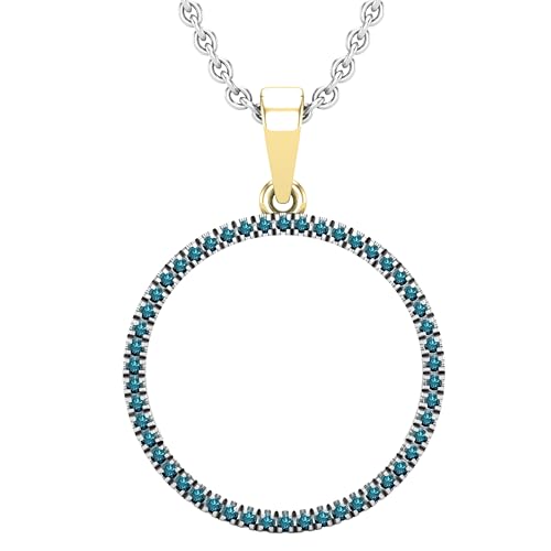 Dazzlingrock Collection 0,15 Karat (ctw) runder blauer Diamant hohler Lebenskreis-Anhänger für Frauen mit 45,7 cm Silberkette | 14 Karat Gelbgold, Gelbgold Blauer Diamant Gelbgold, Blauer Diamant von DazzlingRock Collection