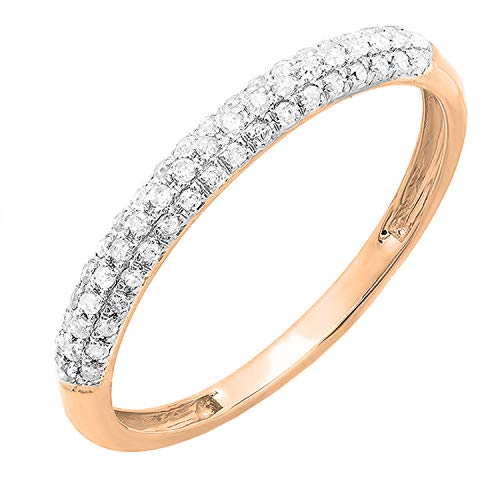Dazzlingrock Collection 0,20 Karat (Ctw) 14 Karat runder weißer Diamant für Damen, Hochzeitsring, stapelbar, 1/5 Karat, Roségold, Größe 7, Diamant, Gold, Weißer Diamant von DazzlingRock Collection