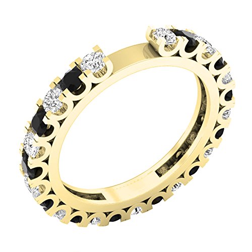 Dazzlingrock Collection 1,15 Karat (ctw) 14 Karat Gold rund schwarz & Diamant stapelbarer Ehering für Damen, Diamant, schwarzer Diamant, Gold, Diamant, Diamant, schwarzer Diamant, Gold, Diamant von DazzlingRock Collection