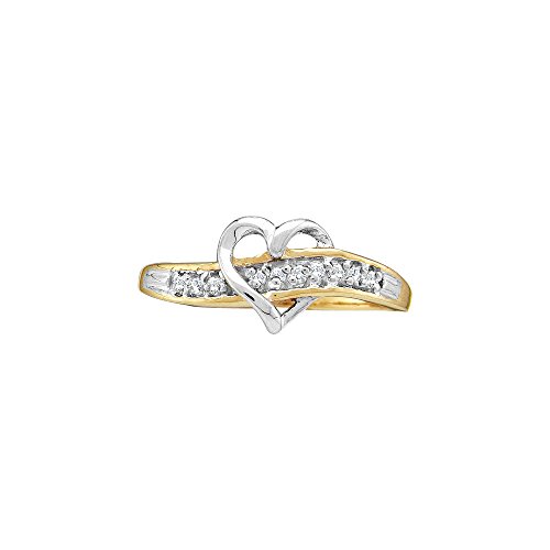Dazzlingrock Collection 1/20 Gesamtkaratgewicht, runder Diamant, Damenherz in Weiß und Rest in gelbem Ring, Gelbgold, Diamant, Gelbgold, Diamant Dazzlingrock Collection 1/20 Gesamtkaratgewicht, runder Diamant, Damenherz in Weiß und Rest in gelbem Ring, Gelbgold, Diamant, Gelbgold, Diamant von DazzlingRock Collection