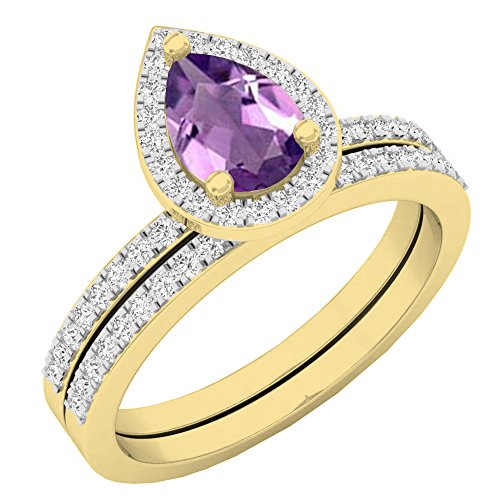 Dazzlingrock Collection 10 Karat 7 x 5 mm Birnen-Edelstein & runder Diamant Damen Braut Tropfenform Verlobungsring Set Gelbgold, Diamant, Amethyst, Gold, Amethyst, Diamant, Amethyst, Gold, Amethyst Dazzlingrock Collection 10 Karat 7 x 5 mm Birnen-Edelstein & runder Diamant Damen Braut Tropfenform Verlobungsring Set Gelbgold, Diamant, Amethyst, Gold, Amethyst, Diamant, Amethyst, Gold, Amethyst von DazzlingRock Collection