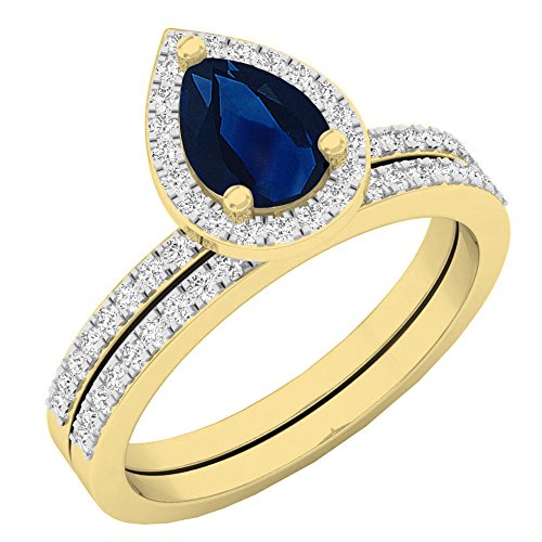 Dazzlingrock Collection 10K 7x5 mm birnenblauer Saphir & runder Diamant Damen Braut Tropfenform Verlobungsring Set Gelbgold Größe 5,5 Diamant blauer Saphir Gold Saphir Saphir, Diamant, blauer Saphir Dazzlingrock Collection 10K 7x5 mm birnenblauer Saphir & runder Diamant Damen Braut Tropfenform Verlobungsring Set Gelbgold Größe 5,5 Diamant blauer Saphir Gold Saphir Saphir, Diamant, blauer Saphir von DazzlingRock Collection