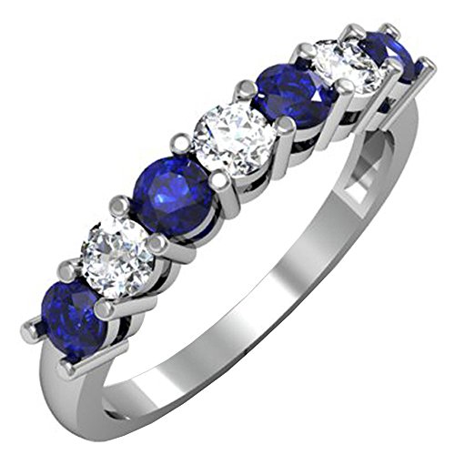 Dazzlingrock Collection 10K runder blauer Saphir und weißer Diamant 7 Steine Braut Ehering Weißgold Saphir, Weißgold, Saphir Dazzlingrock Collection 10K runder blauer Saphir und weißer Diamant 7 Steine Braut Ehering Weißgold Saphir, Weißgold, Saphir von DazzlingRock Collection