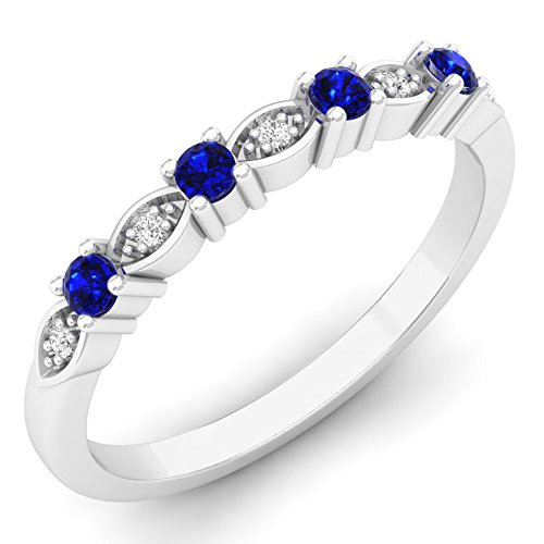 Dazzlingrock Collection 10K runder blauer Saphir & weißer Diamant Damen Braut stapelbar Jahrestag Ehering Weißgold, Gelbgold, Blauer Saphir Weißer Diamant Dazzlingrock Collection 10K runder blauer Saphir & weißer Diamant Damen Braut stapelbar Jahrestag Ehering Weißgold, Gelbgold, Blauer Saphir Weißer Diamant von DazzlingRock Collection