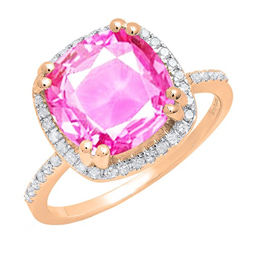 Dazzlingrock Collection 14 Karat 10 mm im Labor hergestellter Edelstein und runder Diamant, Damen-Halo-Verlobungsring, Roségold, Diamant, künstlicher rosa Saphir, Gold, Saphir, Diamant, künstlicher Dazzlingrock Collection 14 Karat 10 mm im Labor hergestellter Edelstein und runder Diamant, Damen-Halo-Verlobungsring, Roségold, Diamant, künstlicher rosa Saphir, Gold, Saphir, Diamant, künstlicher von DazzlingRock Collection