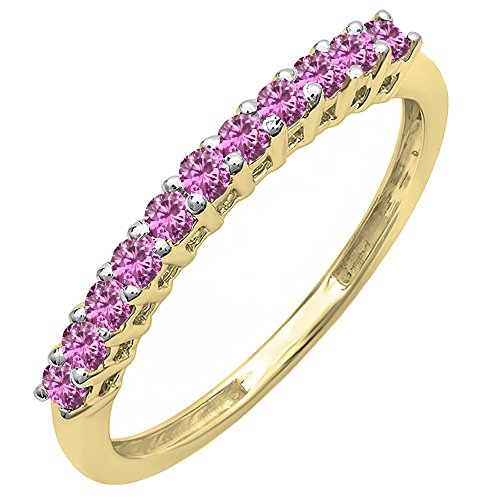 Dazzlingrock Collection 18 Karat runder im Labor hergestellter rosa Saphir, stapelbar, Gelbgold, Größe 7,5, künstlicher rosa Saphir, Gold, Saphir, Künstlicher rosa Saphir, Gold, Saphir Dazzlingrock Collection 18 Karat runder im Labor hergestellter rosa Saphir, stapelbar, Gelbgold, Größe 7,5, künstlicher rosa Saphir, Gold, Saphir, Künstlicher rosa Saphir, Gold, Saphir von DazzlingRock Collection
