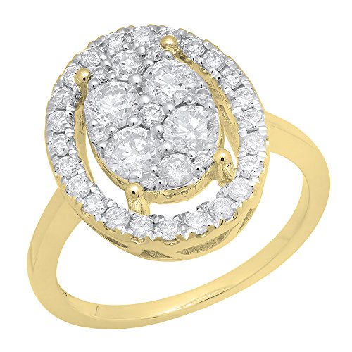 Dazzlingrock Collection Damen-Cluster-Verlobungsring, 0,90 Karat (Karat), 14 Karat Gold, runder weißer Diamant, Diamant, Gold, Diamant, Diamant, Gold, Diamant von DazzlingRock Collection