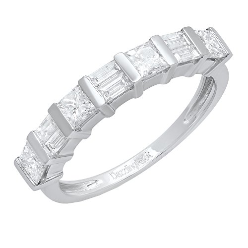 Dazzlingrock Collection Damen-Ehering 0,98 Karat (ctw) 10 Karat Gold Prinzessin & Baguette Diamant 1 Karat Diamant Gold Diamant, Diamant, Gold, Diamant von DazzlingRock Collection