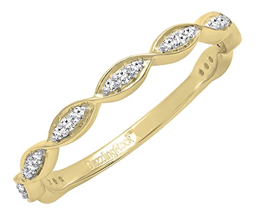 Dazzlingrock Collection Damen-Ehering mit 0,15 Karat (Karat), 18 Karat Gold, runder Diamant, gedrehter Wirbel-Stil, Diamant, Gold, Diamant von DazzlingRock Collection