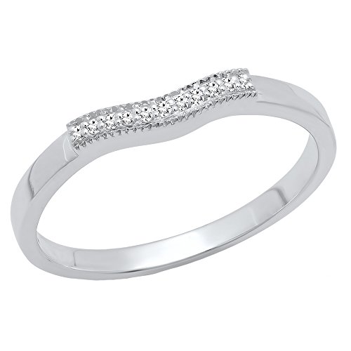 Dazzlingrock Collection Damen-Ring aus 10 Karat Gold, 0,05 Karat (Karat), runder weißer Diamant, Gelbgold, Weißer Diamant von DazzlingRock Collection