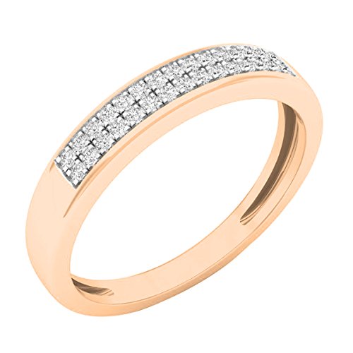 Dazzlingrock Collection Damen-Ring aus 18-karätigem Gold, 0,12 Karat (Karat), runder weißer Diamant, zweireihig, Diamant, Gold, Diamant, Diamant, Gold, Diamant von DazzlingRock Collection