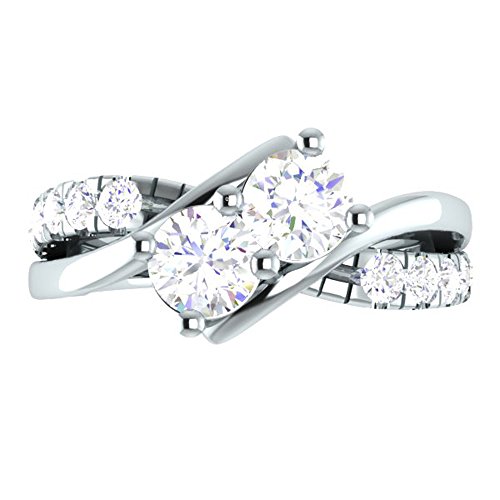 Dazzlingrock Collection Damen-Verlobungsring, 0,90 Karat (Karat), 10 Karat Gold, runder weißer Diamant, zwei Steine, Bypass Stil, Diamant, Gold, Diamant, Diamant, Gold, Diamant von DazzlingRock Collection