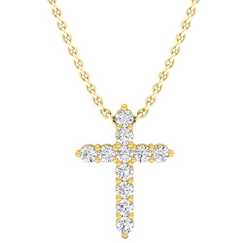 Dazzlingrock Collection Kreuz-Anhänger für Damen, 0,45 Karat (Karat), 18 Karat Gold, rund, im Labor gewachsener Diamant, 1/2 Karat, Im Labor gezüchteter Diamant, Gold, Diamant von DazzlingRock Collection