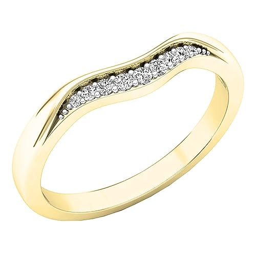 Dazzlingrock Collection Ring für Damen, 0,05 Karat (Karat), 10 Karat Gold, runder weißer Diamant, zum Jahrestag, zur Hochzeit, Weißgold, Weißer Diamant von DazzlingRock Collection