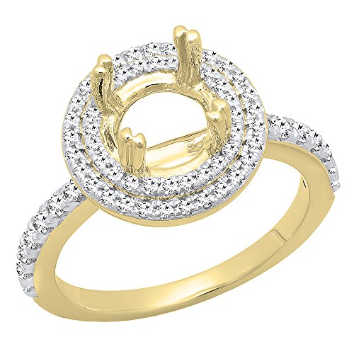 Dazzlingrock Collection Verlobungsring, 0,50 Karat (Karat), 14 Karat Gold, runder Diamant, halbrund, halbrund, 1/2 Karat, Gelbgold, Weißer Diamant von DazzlingRock Collection