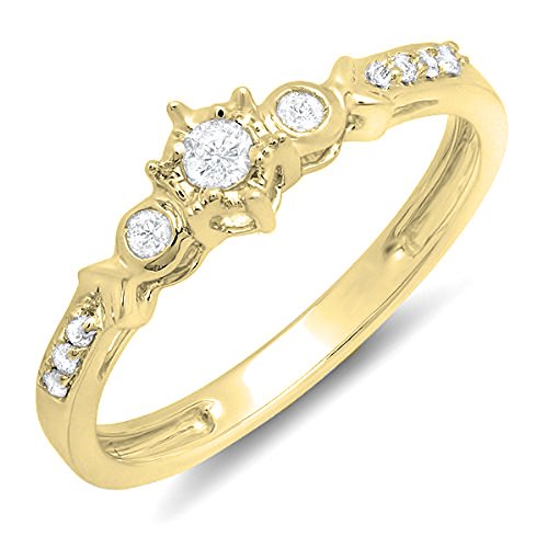 Dazzlingrock Collection Verlobungsring aus 18-karätigem Gold, 0,20 Karat (Karat), runder Diamant, 3 Steine, 1/5 Karat, Gelbgold, Diamant, Gelbgold, Diamant von DazzlingRock Collection