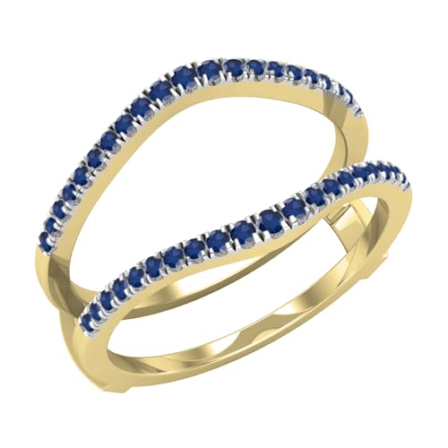 Dazzlingrock Collection Verlobungsring für Damen, rund, blauer Saphir, 14 Karat Gold, 7, Gelbgold Natürlicher blauer Saphir Gelbgold, Natürlicher blauer Saphir von DazzlingRock Collection