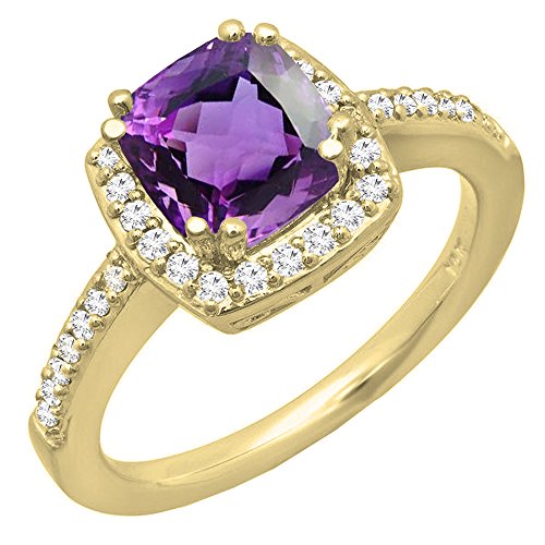 Dazzlingrock Collection Verlobungsring im Halo-Stil aus 14 Karat Gelbgold, Gelbgold, Amethyst, Gelbgold, Amethyst Dazzlingrock Collection Verlobungsring im Halo-Stil aus 14 Karat Gelbgold, Gelbgold, Amethyst, Gelbgold, Amethyst von DazzlingRock Collection