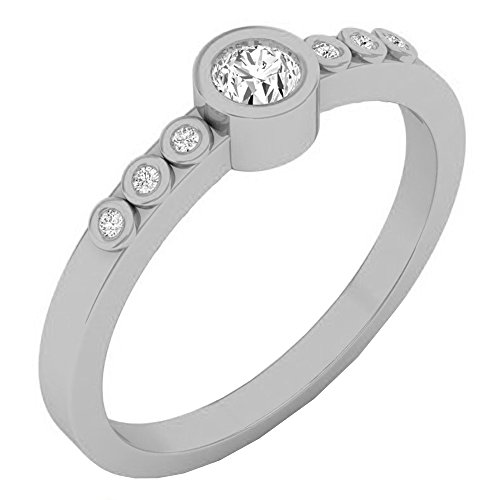 Dazzlingrock Collection Verlobungsring mit 0,20 Karat (Karat), 14 Karat Gold, weißer runder Diamant, 1/5 Kt, Weißgold, Diamant, Weißgold, Diamant von DazzlingRock Collection