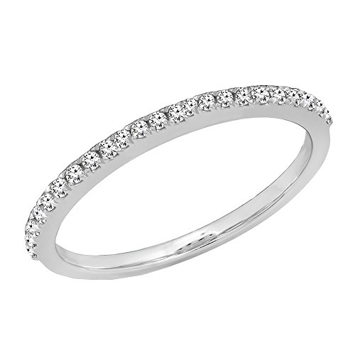 Ring aus 14-karätigem Gold, 0,18 Karat (Karat), runder weißer Diamant, stapelbar, 1/5 Karat, Weißgold, Diamant, Weißgold, Diamant von DazzlingRock Collection