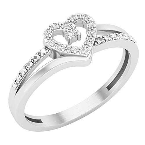 Dazzlingrock Collection Damen-Ring mit geteiltem Schaft, 0,08 Karat (ctw), runder weißer Diamant, erhältlich in 10 K/14 K/18 Karat Gold und 925er Sterlingsilber, Sterling Silber Weißer Diamant Aus von Dazzlingrock Collection