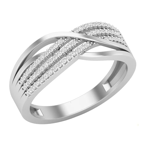 Dazzlingrock Collection Verlobungsring für Damen, 925er Sterlingsilber, runder Diamant, 0,22 Karat, Weiß, 8.5, Sterlingsilber natürlicher weißer Diamant, Natürlicher weißer Diamant von DazzlingRock Collection