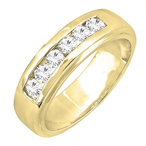 Herren-Ehering aus 14 Karat Weißgold mit 1,00 Karat (Karat), runder weißer Diamant, 1 Karat, Diamant, Gold, Weißer Diamant von Dazzlingrock Collection