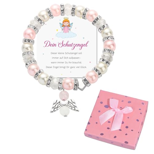 Dazzroi Guardian Angel Bracelet Set, Angel Lucky Charm Hand Chain with Card Gift Box, Elastic Crystal Beaded-Bracelet, Communion Gifts for Girls School Starting Birthday Christmas von Dazzroi
