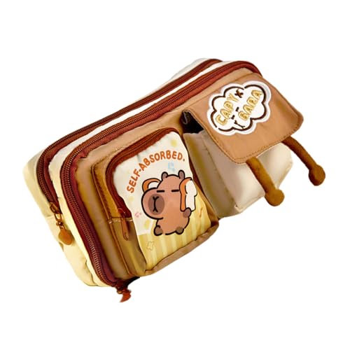 Dcaknri 9-lagiges Federmäppchen, Cartoon-Bär, Stiftetasche, große Kapazität, schöne Schul-, Bürobedarf, große Kapazität, schöne Cartoon-Bär-Aufbewahrung für die Schule, Gelbes Brot, Mass Beauty von Dcaknri