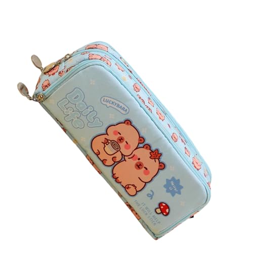 Dcaknri Cartoon Canvas Bleistift Hülle Multi Fächer Große Kapazitätsstiftbeutel Tragbare Stifte Bag Travel Make Up Beutel Waschbar Stoffstifte Gehäuse von Dcaknri